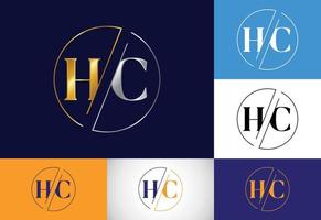 vetor de design de logotipo de letra inicial hc. símbolo gráfico do alfabeto para identidade de negócios corporativos