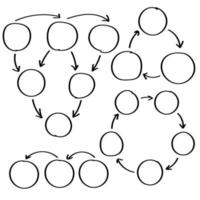 esquemas circulares com setas desenhadas à mão vetor