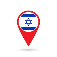 ponteiro de mapa com contry israel. bandeira de israel. ilustração vetorial. vetor