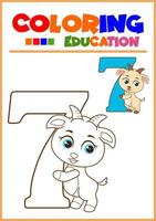 número para colorir para a aprendizagem das crianças vetor