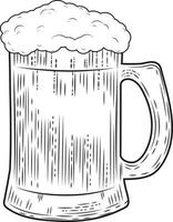 desenho de esboço de um copo e caneca com cerveja. vetor