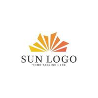 vetor de logotipo do sol com modelo brilhante brilhante
