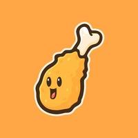design de logotipo de mascote de coxinha de frango frito fofo