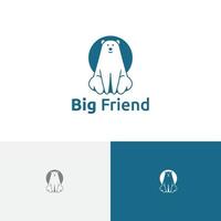 grande amigo urso sentar modelo de logotipo de animal amigável vetor