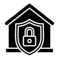 ícone de glifo de segurança em casa vetor