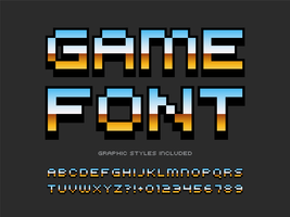 Alfabeto de pixel de videogame retrô