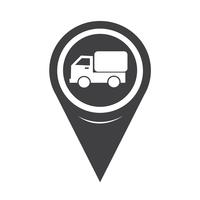 ícone de caminhão de carro de ponteiro de mapa vetor