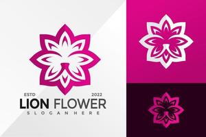 modelo de ilustração vetorial de design de logotipo de flor de leão vetor