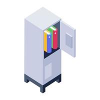 ícone isométrico na moda do armário de livros vetor