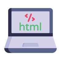 um ícone plano moderno de código html, programação de software vetor