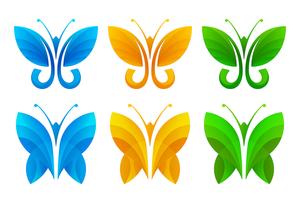 Ícones coloridos de borboleta abstrata vetor