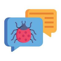 ícone plano de mensagem de spam, comunicação maliciosa vetor