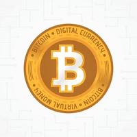 moeda de bitcoin dourada. símbolo de bitcoin de moeda de ouro criptográfica sobre fundo branco. ilustração vetorial vetor