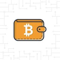 carteira bitcoin em fundo branco. ícone de carteira bitcoin. carteira de bitcoin de vetor com moeda em fundo branco. ilustração vetorial de mineração de bitcoin