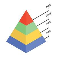 ícone isométrico moderno do gráfico de pirâmide vetor
