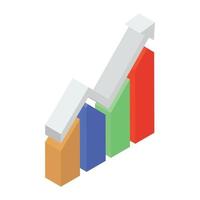 ícone moderno do diagrama de barras, design isométrico vetor