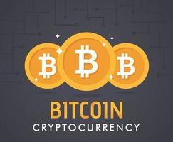 moeda criptográfica bitcoin. conceito de vetor de mineração digital bitcoin. criptografia de moeda mineração finanças ilustração de moeda