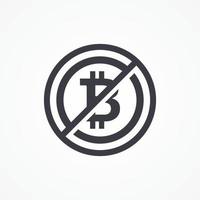 assine nenhum bitcoin em vetor de design plano. sinal de vetor sem bitcoin em fundo branco. sinal não permitido para bitcoin. ilustração vetorial de criptomoeda