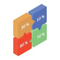 porcentagem dentro de quebra-cabeça, infográfico de gráfico de quebra-cabeça vetor