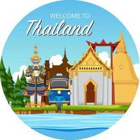 viagem tailândia atração e ícone do templo da paisagem vetor