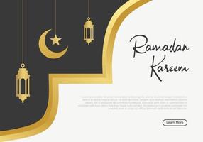 página de destino do site ramadan kareem com lua, estrela e lanternas vetor