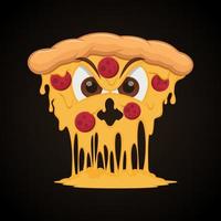 vetor de ilustração de personagem de pizza com raiva