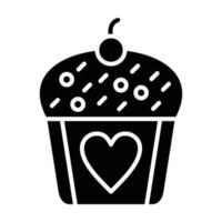 ícone de glifo de cupcake de casamento vetor