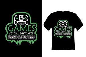 camiseta de treinamento de distância social de videogames por anos vetor