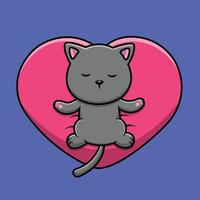 gato bonito dormindo na ilustração do ícone do vetor dos desenhos animados do travesseiro de amor. animal ícone conceito isolado vetor premium. estilo de desenho animado plano