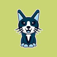 design de logotipo de mascote simples de gatos sentados vetor