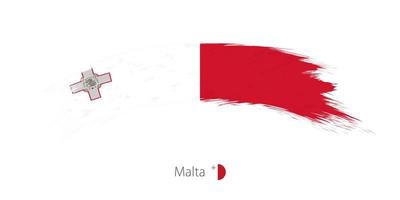 bandeira de malta na pincelada grunge arredondado. vetor