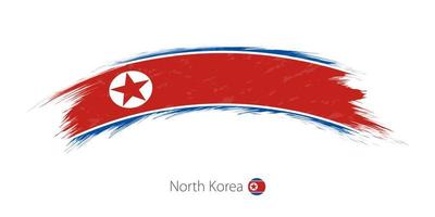 bandeira da coreia do norte na pincelada grunge arredondado. vetor