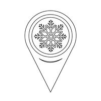 Ponteiro de mapa ícone de floco de neve vetor
