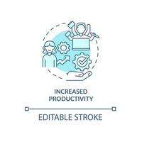 aumentar o ícone do conceito turquesa de produtividade. seja saudável e alcance a ilustração de linha fina de ideia abstrata de objetivos. desenho de contorno isolado. traço editável. roboto-medium, inúmeras fontes pró-negrito usadas vetor