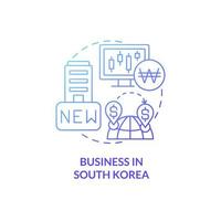 negócios no ícone de conceito gradiente azul coreia do sul. empresas de realocação abstrata idéia ilustração de linha fina. país para negócios. desenho de contorno isolado. roboto-medium, inúmeras fontes pró-negrito usadas vetor