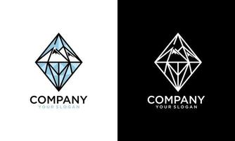 vetor de inspiração de design de logotipo de diamante e montanha. logotipo de linha abstrata