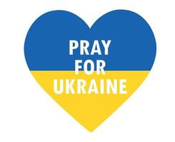 rezar pelo emblema de símbolo branco da ucrânia com design vetorial abstrato de coração de bandeira vetor