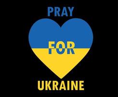 reze pelo emblema do símbolo da ucrânia com design de vetor abstrato de bandeira de coração em fundo preto