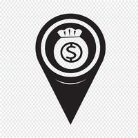 Ícone Pin Map Pointer Money vetor