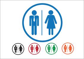 Pictograma homem mulher ícones de sinal, sinal de banheiro ou ícone de banheiro vetor