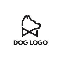logotipo de vetor de linha de cabeça de cachorro abstrato de gravata borboleta simples