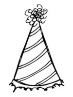 ilustração de chapéu de festa desenhada à mão isolada em um fundo branco. doodle de boné de aniversário. clipart de férias. vetor