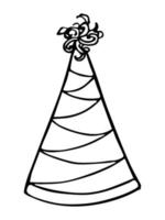 ilustração de chapéu de festa desenhada à mão isolada em um fundo branco. doodle de boné de aniversário. clipart de férias. vetor
