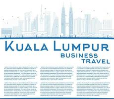 delinear o horizonte de Kuala Lumpur com espaço de cópia de edifícios azuis. vetor