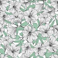 padrão sem emenda floral. ramo com textura de desenho de arte de linha ornamental de folhas. florescer natureza verão jardim fundo texturizado vetor