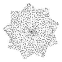 mandala de estilo doodle vetorial, flor de contorno preto, fonte ou fogos de artifício. isolado no fundo branco. arte desenhada à mão para livros de colorir e design. vetor