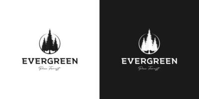 vetor de design de logotipo evergreen de pinheiro hipster vintage retrô