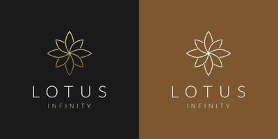 vetor de design de logotipo feminino de flor de lótus dourada de luxo para spa e massagem de joias de salão