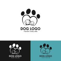 gato e cachorro na inspiração de design de logotipo de pata vetor