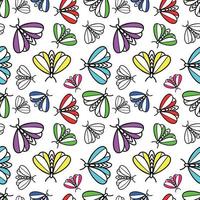 padrão de néon colorido com borboletas multicoloridas vetor